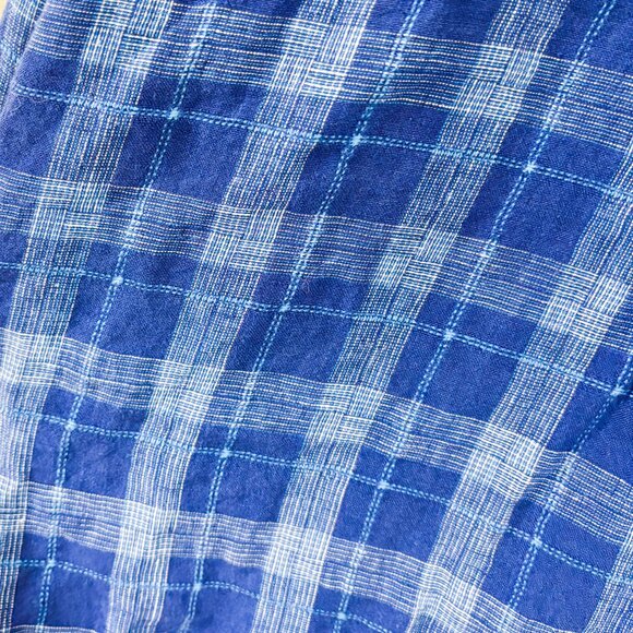 Brooks Brothers 100% Linen Blue Plaid Long Sleeve Button Down Long Sleeve Top - Picture 7 of 7